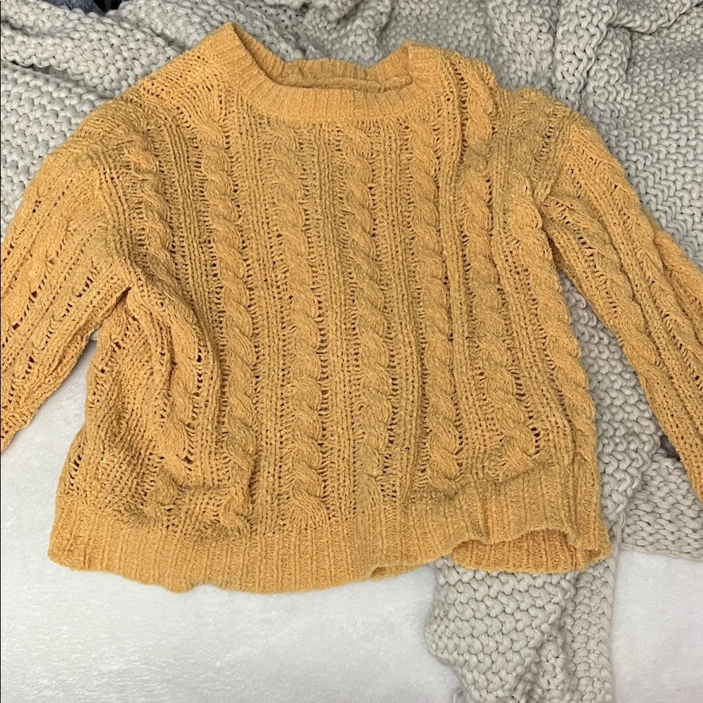 American Eagle Outfitters Mustard Cable Knit Sweater